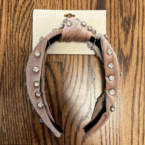 NWT Cära Velvet & Rhinestone Knotted Headband